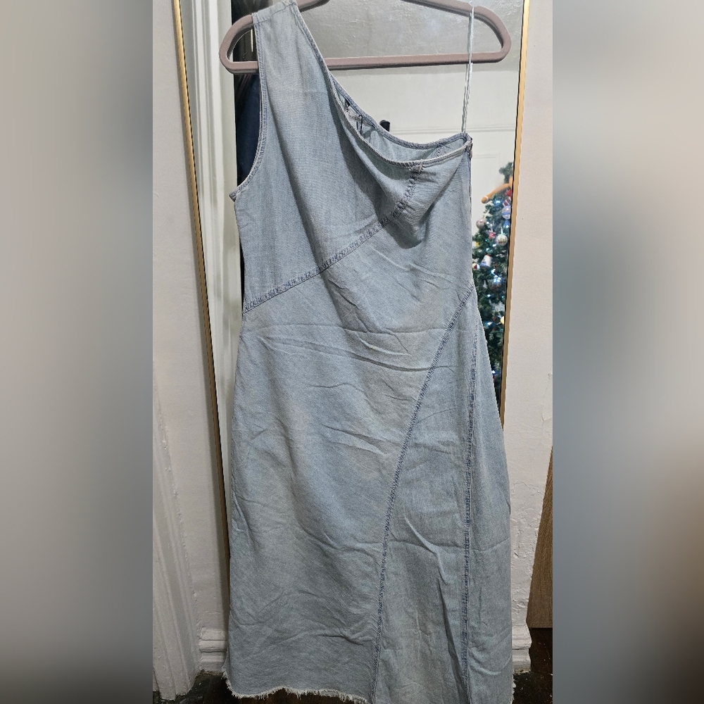 One-Shoulder Denim Dress Zara
